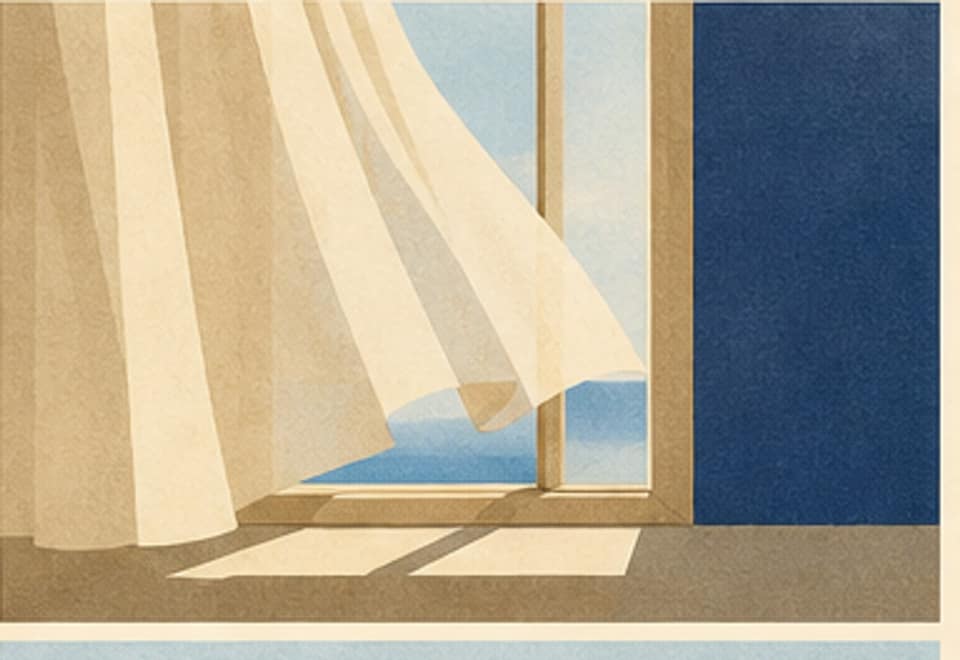 OPEN CURTAIN — minimal Saturday morning artwork